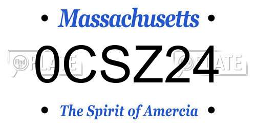 0CSZ24 Massachusetts License Plate