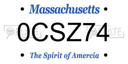 0CSZ74 Massachusetts License Plate
