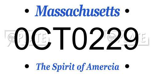 0CT0229 Massachusetts License Plate