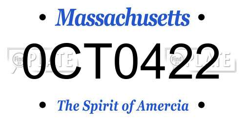 0CT0422 Massachusetts License Plate