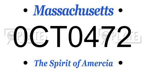 0CT0472 Massachusetts License Plate