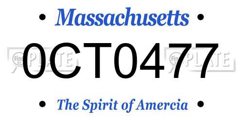 0CT0477 Massachusetts License Plate