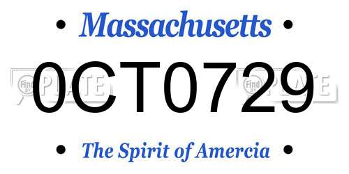 0CT0729 Massachusetts License Plate