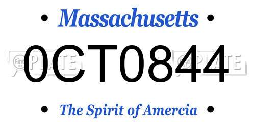0CT0844 Massachusetts License Plate