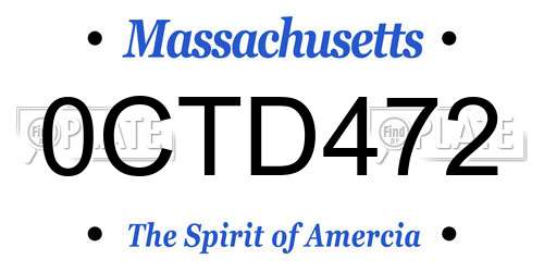 0CTD472 Massachusetts License Plate