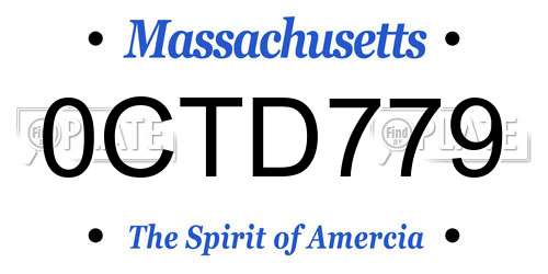 0CTD779 Massachusetts License Plate