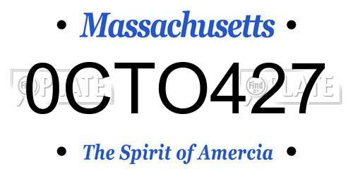 0CTO427 Massachusetts License Plate