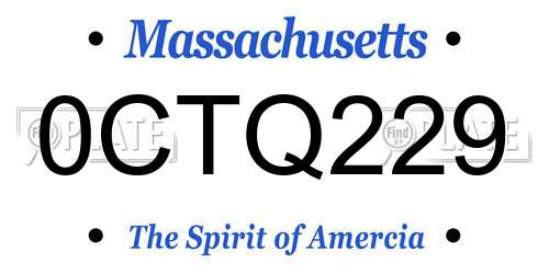 0CTQ229 Massachusetts License Plate