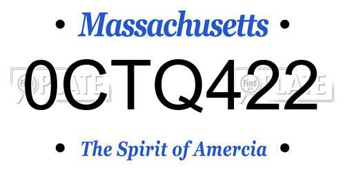 0CTQ422 Massachusetts License Plate