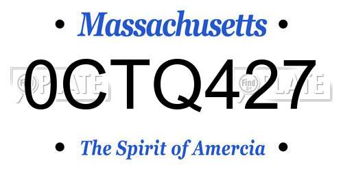 0CTQ427 Massachusetts License Plate