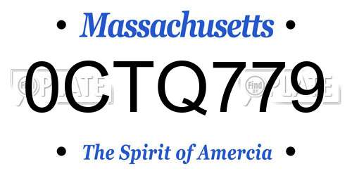 0CTQ779 Massachusetts License Plate