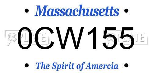 0CW155 Massachusetts License Plate