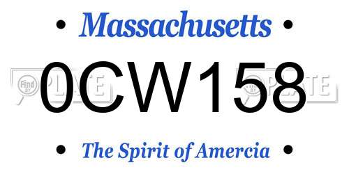 0CW158 Massachusetts License Plate