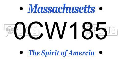 0CW185 Massachusetts License Plate