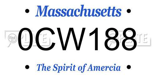 0CW188 Massachusetts License Plate