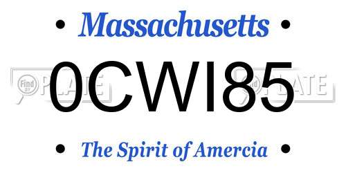 0CWI85 Massachusetts License Plate