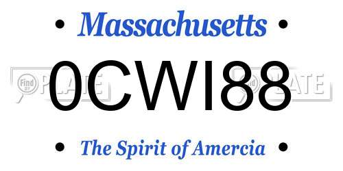 0CWI88 Massachusetts License Plate