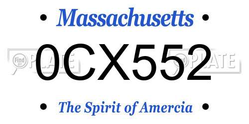 0CX552 Massachusetts License Plate