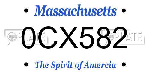 0CX582 Massachusetts License Plate