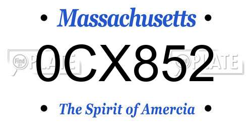 0CX852 Massachusetts License Plate