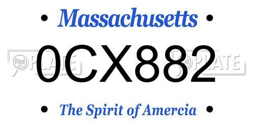 0CX882 Massachusetts License Plate