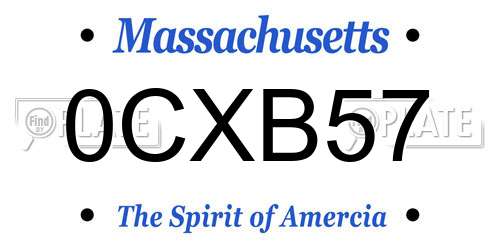 0CXB57 Massachusetts License Plate