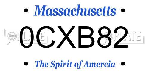 0CXB82 Massachusetts License Plate