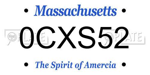 0CXS52 Massachusetts License Plate