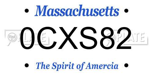 0CXS82 Massachusetts License Plate