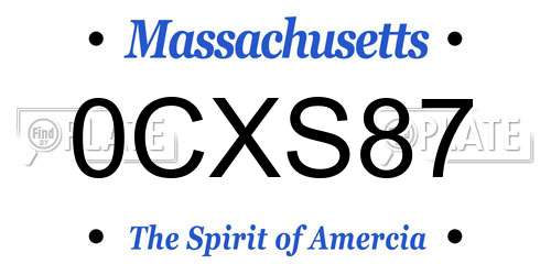 0CXS87 Massachusetts License Plate
