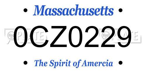 0CZ0229 Massachusetts License Plate