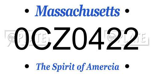 0CZ0422 Massachusetts License Plate