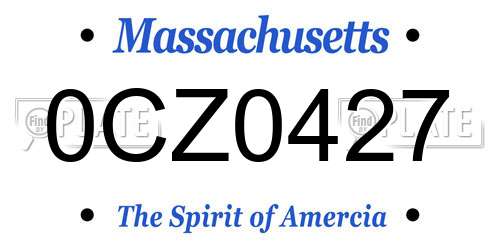 0CZ0427 Massachusetts License Plate