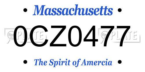 0CZ0477 Massachusetts License Plate
