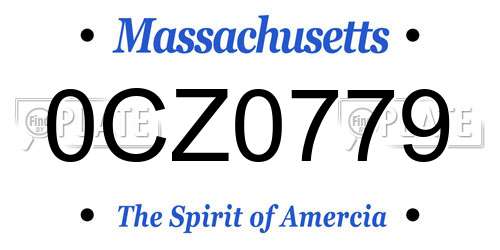0CZ0779 Massachusetts License Plate