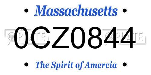 0CZ0844 Massachusetts License Plate