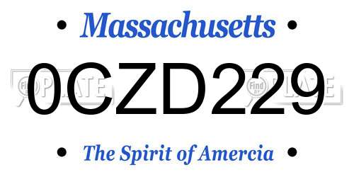 0CZD229 Massachusetts License Plate