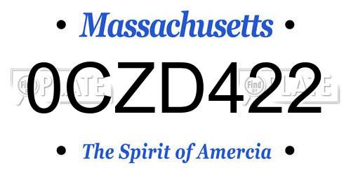 0CZD422 Massachusetts License Plate