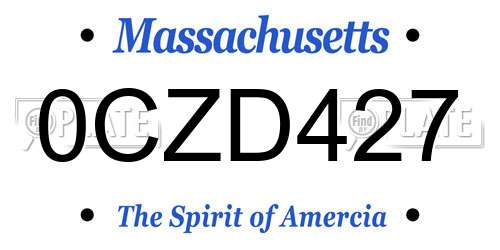0CZD427 Massachusetts License Plate
