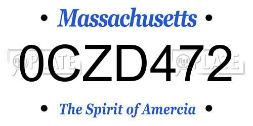 0CZD472 Massachusetts License Plate