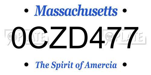 0CZD477 Massachusetts License Plate