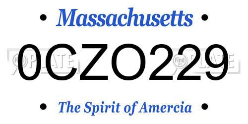 0CZO229 Massachusetts License Plate