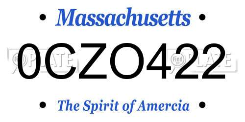 0CZO422 Massachusetts License Plate