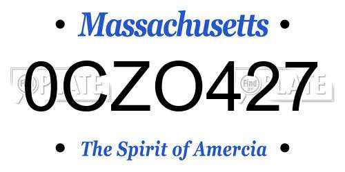 0CZO427 Massachusetts License Plate