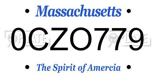 0CZO779 Massachusetts License Plate