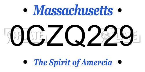 0CZQ229 Massachusetts License Plate
