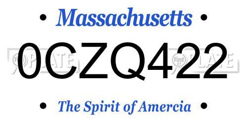 0CZQ422 Massachusetts License Plate