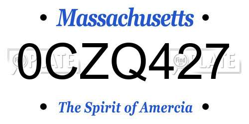 0CZQ427 Massachusetts License Plate