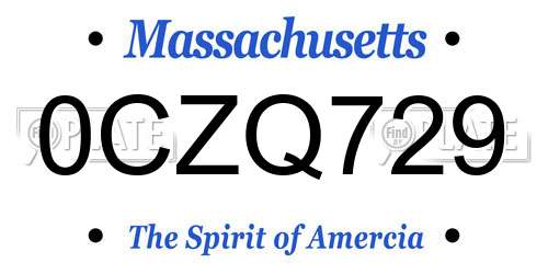 0CZQ729 Massachusetts License Plate