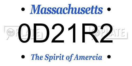 0D21R2 Massachusetts License Plate